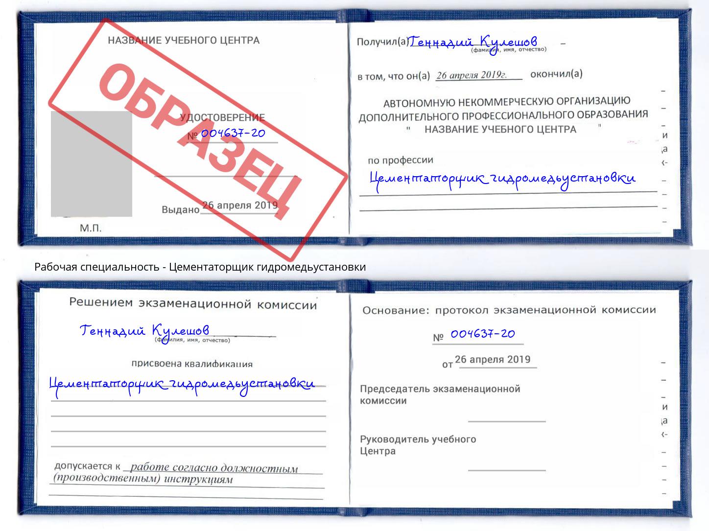 Цементаторщик гидромедьустановки Арсеньев