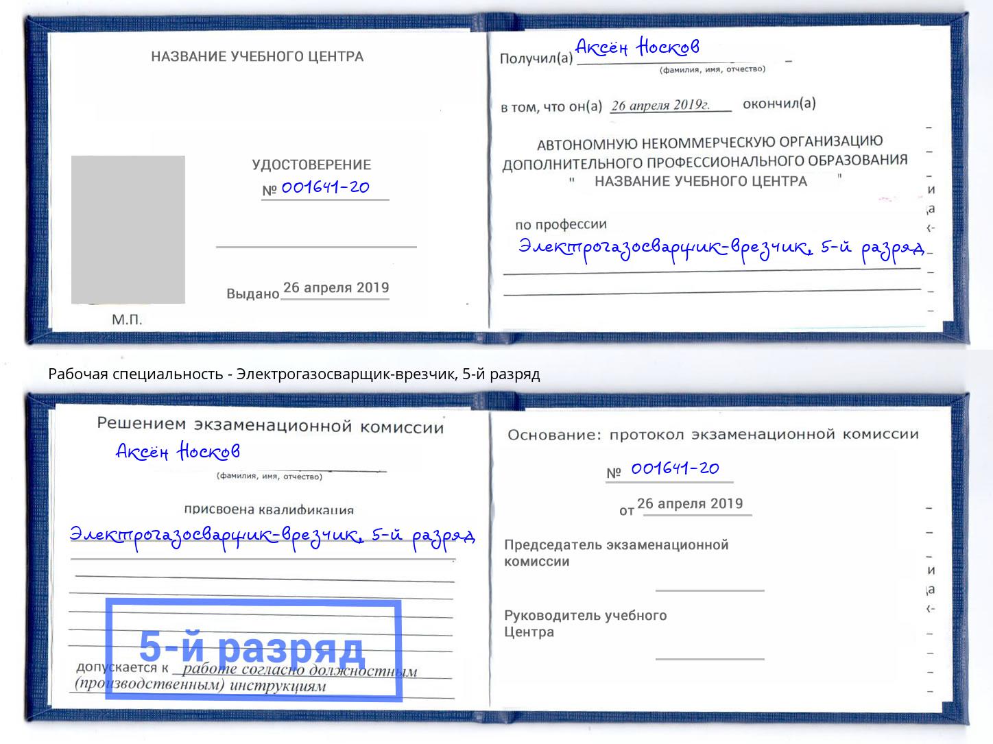 корочка 5-й разряд Электрогазосварщик – врезчик Арсеньев