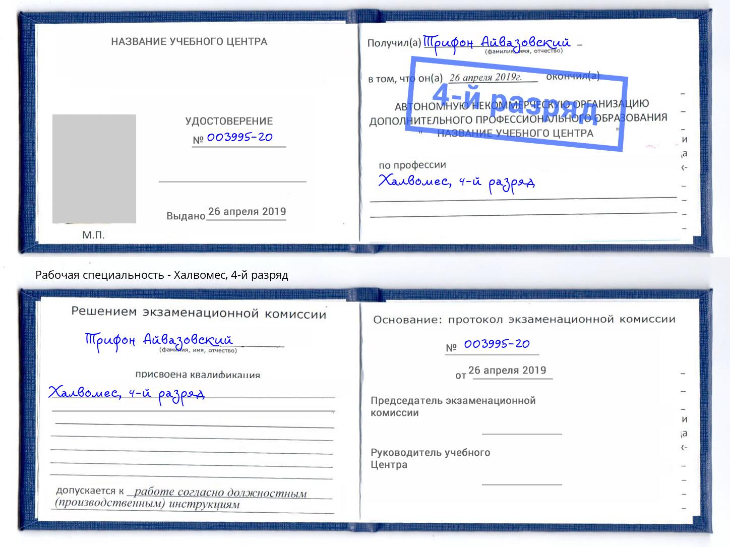 корочка 4-й разряд Халвомес Арсеньев