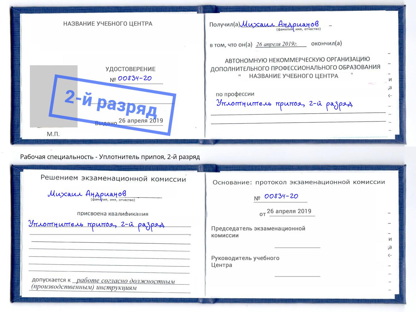 корочка 2-й разряд Уплотнитель припоя Арсеньев